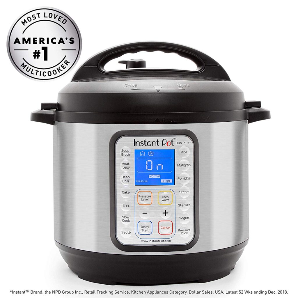 Instant Pot multicooker with multiple cooking presets and programs