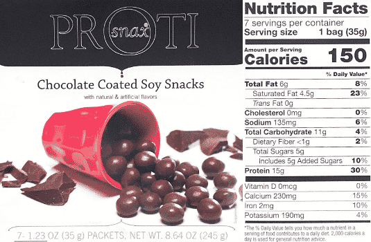 Chocolate Coated Soy Snacks Nutrition Facts